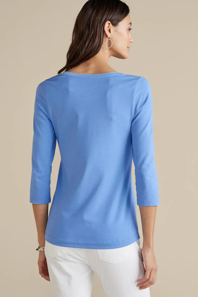 Women Soft Essential Supima 34 Sleeve Tee I Black Soft Surroundings Tops Women Soft Essential Supima 34 Sleeve Tee I Black Soft Surroundings Tops