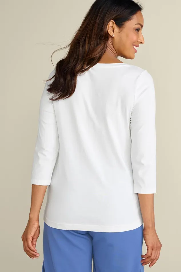 Women Soft Essential Supima 34 Sleeve Tee I Black Soft Surroundings Tops Women Soft Essential Supima 34 Sleeve Tee I Black Soft Surroundings Tops