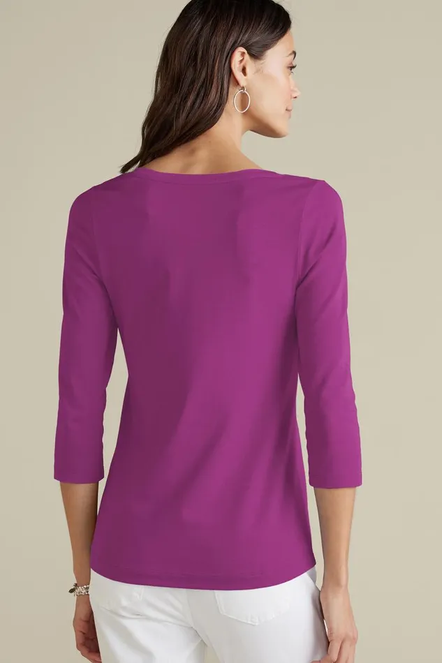 Women Soft Essential Supima 34 Sleeve Tee I Black Soft Surroundings Tops Women Soft Essential Supima 34 Sleeve Tee I Black Soft Surroundings Tops