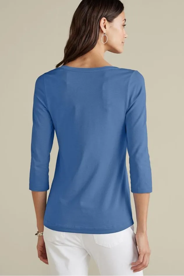 Women Soft Essential Supima 34 Sleeve Tee I Black Soft Surroundings Tops Women Soft Essential Supima 34 Sleeve Tee I Black Soft Surroundings Tops