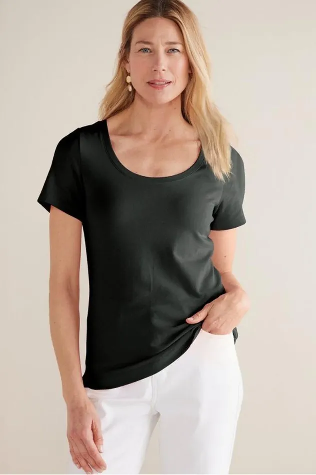 Women Soft Essential Supima Short Sleeve Tee Azalea Pink Soft Surroundings Tops Women Soft Essential Supima Short Sleeve Tee Azalea Pink Soft Surroundings Tops