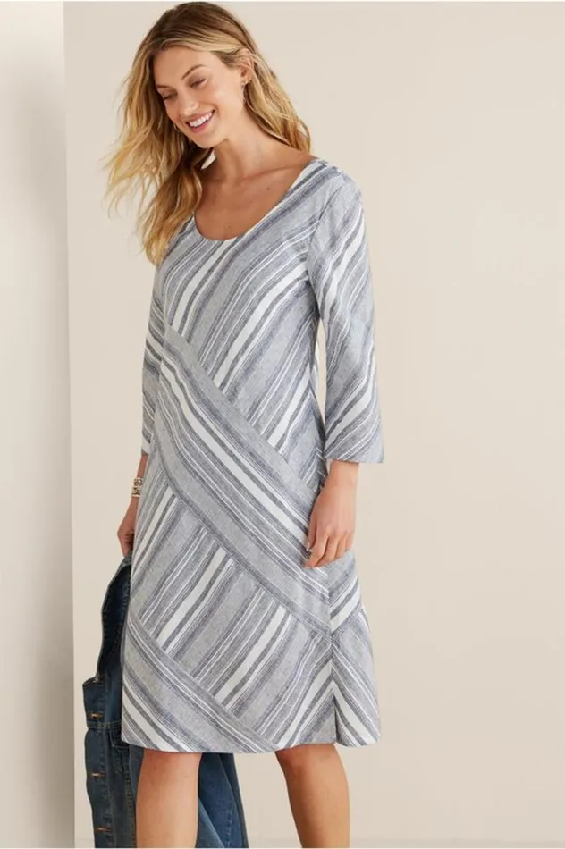 Women Sonya Linen Dress Whiteblue Soft Surroundings Dresses Women Sonya Linen Dress Whiteblue Soft Surroundings Dresses