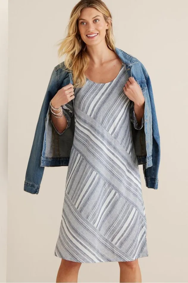 Women Sonya Linen Dress Whiteblue Soft Surroundings Dresses Women Sonya Linen Dress Whiteblue Soft Surroundings Dresses
