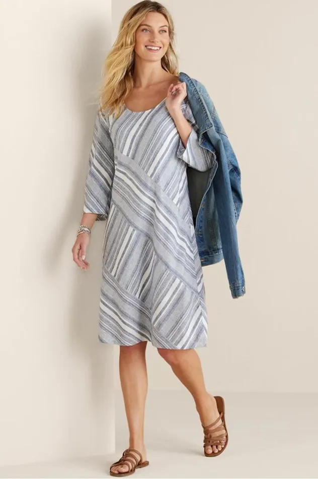 Women Sonya Linen Dress Whiteblue Soft Surroundings Dresses Women Sonya Linen Dress Whiteblue Soft Surroundings Dresses