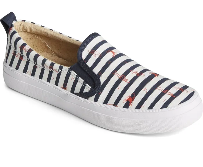 Women Sperry X JAWS Crest Twin Gore Stripe Slip On Sneaker Blue Sperry Sneakers Women Sperry X JAWS Crest Twin Gore Stripe Slip On Sneaker Blue Sperry Sneakers