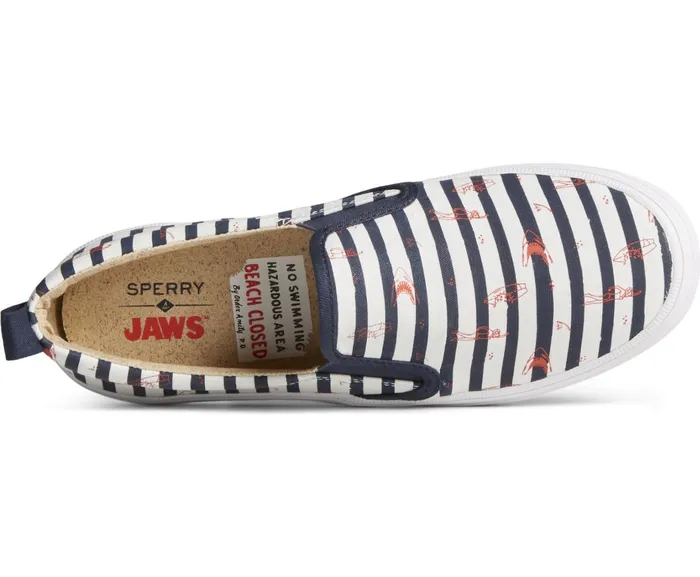 Women Sperry X JAWS Crest Twin Gore Stripe Slip On Sneaker Blue Sperry Sneakers Women Sperry X JAWS Crest Twin Gore Stripe Slip On Sneaker Blue Sperry Sneakers