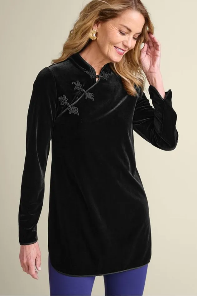 Women Tai Velvet Tunic Black Soft Surroundings Tops