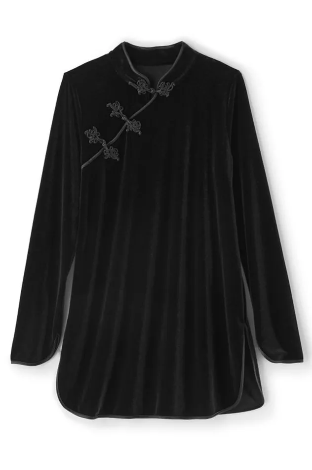 Women Tai Velvet Tunic Black Soft Surroundings Tops Women Tai Velvet Tunic Black Soft Surroundings Tops