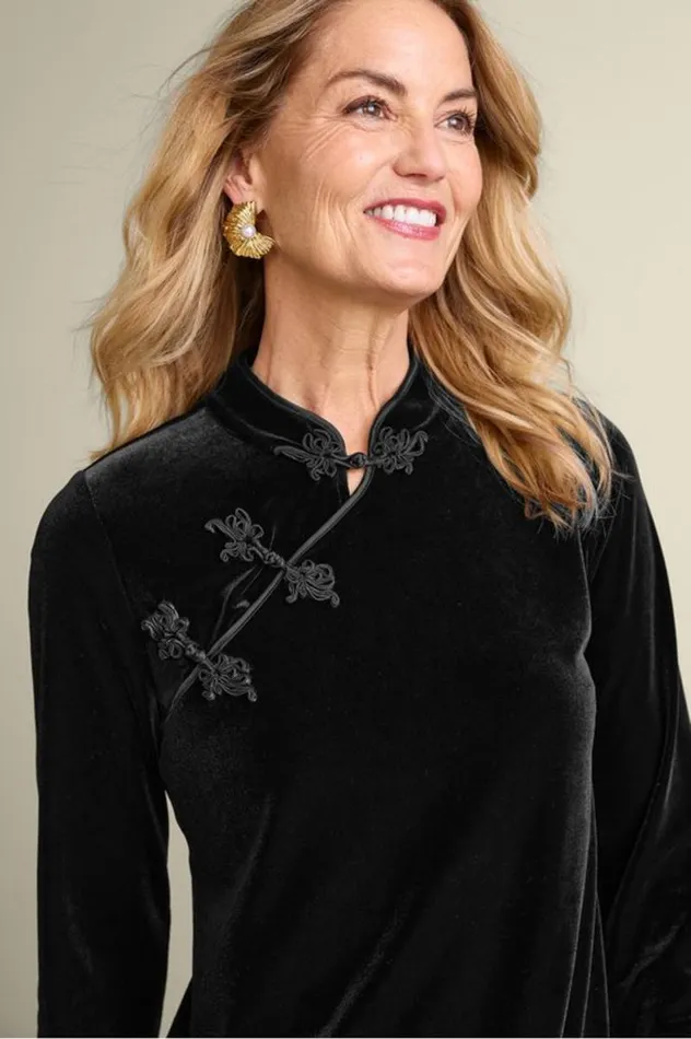 Women Tai Velvet Tunic Black Soft Surroundings Tops Women Tai Velvet Tunic Black Soft Surroundings Tops