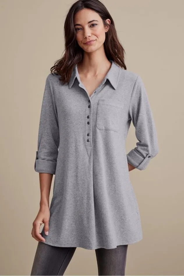 Women Take It Easy Top Medium Heather Grey Soft Surroundings Tops