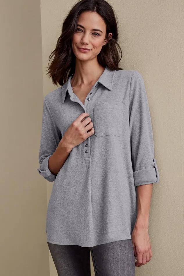 Women Take It Easy Top Medium Heather Grey Soft Surroundings Tops Women Take It Easy Top Medium Heather Grey Soft Surroundings Tops