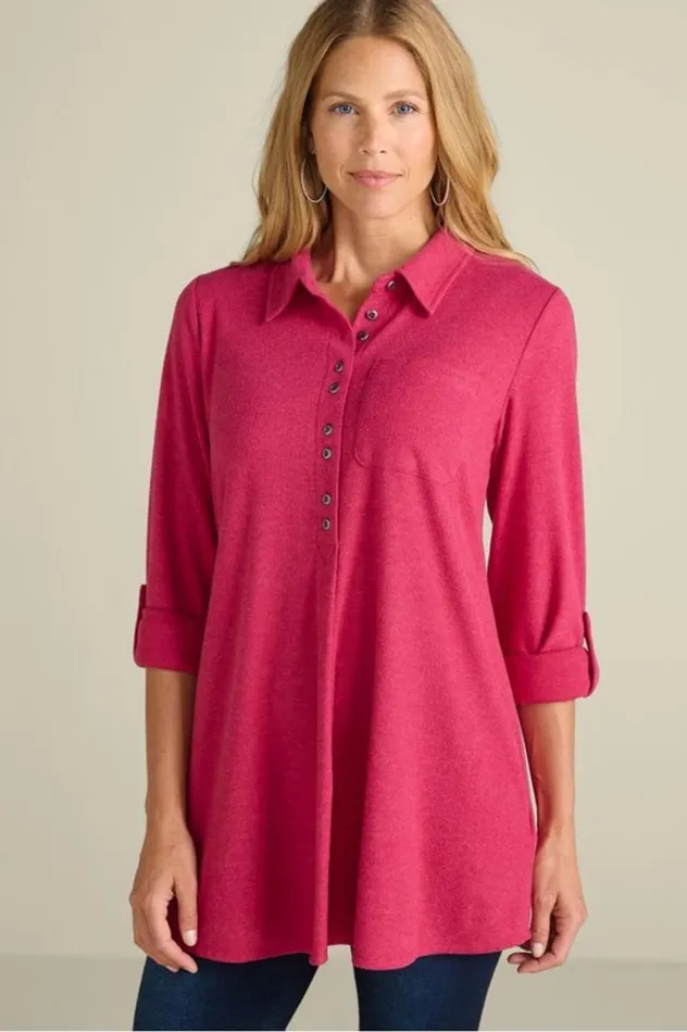 Women Take It Easy Tunic Sangria Heather Soft Surroundings Tops