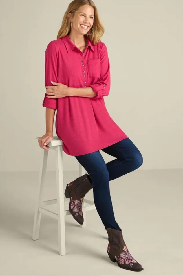 Women Take It Easy Tunic Sangria Heather Soft Surroundings Tops Women Take It Easy Tunic Sangria Heather Soft Surroundings Tops