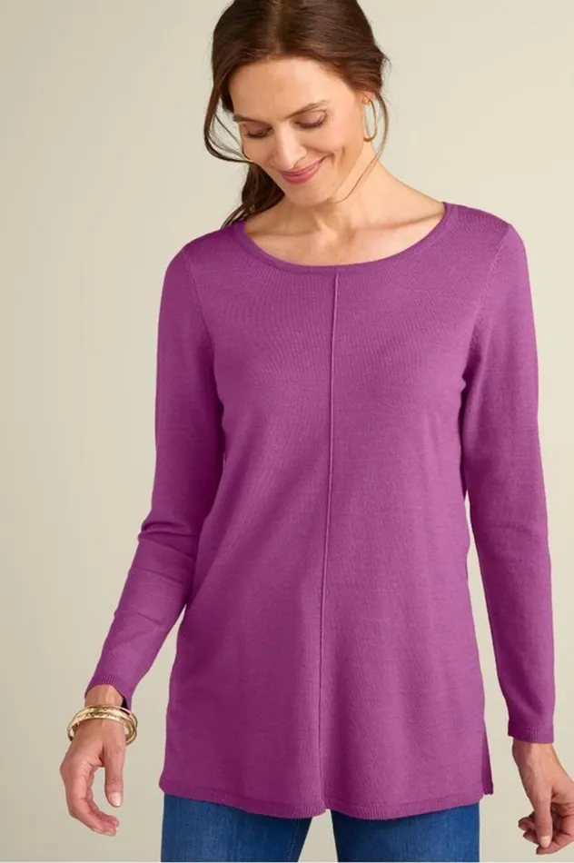 Women Tiana Sweater Tunic Willow Herb Soft Surroundings Tops
