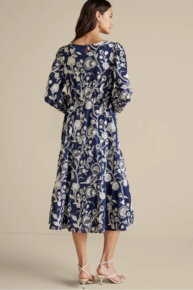 Women Tilda Embroidered Midi Dress Navy Soft Surroundings Dresses Women Tilda Embroidered Midi Dress Navy Soft Surroundings Dresses