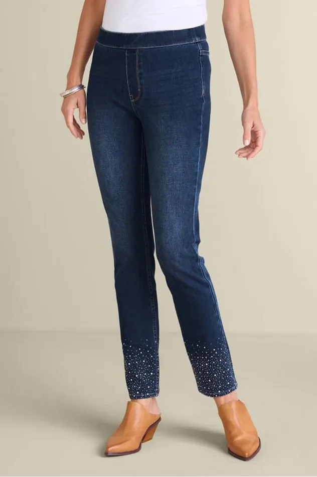Women Ultimate Denim Crystal PullOn Slim Leg Jeans River Wash Soft Surroundings Jeans Women Ultimate Denim Crystal PullOn Slim Leg Jeans River Wash Soft Surroundings Jeans