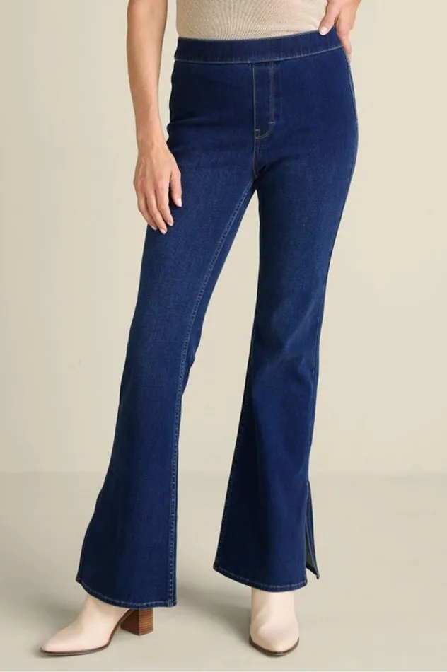 Women Ultimate Denim Slit Hem Flare Jeans Tidal Blue Wash Soft Surroundings Jeans Women Ultimate Denim Slit Hem Flare Jeans Tidal Blue Wash Soft Surroundings Jeans