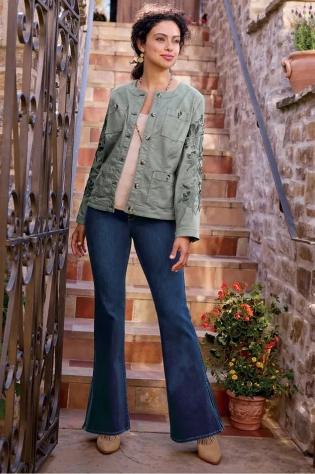 Women Ultimate Denim Slit Hem Flare Jeans Tidal Blue Wash Soft Surroundings Jeans Women Ultimate Denim Slit Hem Flare Jeans Tidal Blue Wash Soft Surroundings Jeans