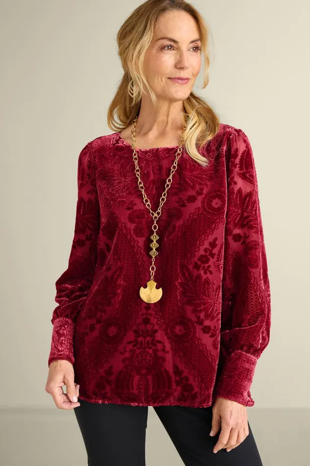 Women Vanetta Velvet Top Sapphire Soft Surroundings Tops