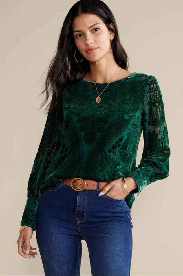 Women Vanetta Velvet Top Sapphire Soft Surroundings Tops Women Vanetta Velvet Top Sapphire Soft Surroundings Tops