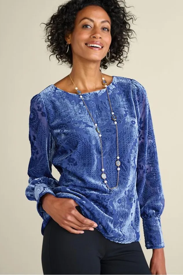 Women Vanetta Velvet Top Sapphire Soft Surroundings Tops Women Vanetta Velvet Top Sapphire Soft Surroundings Tops