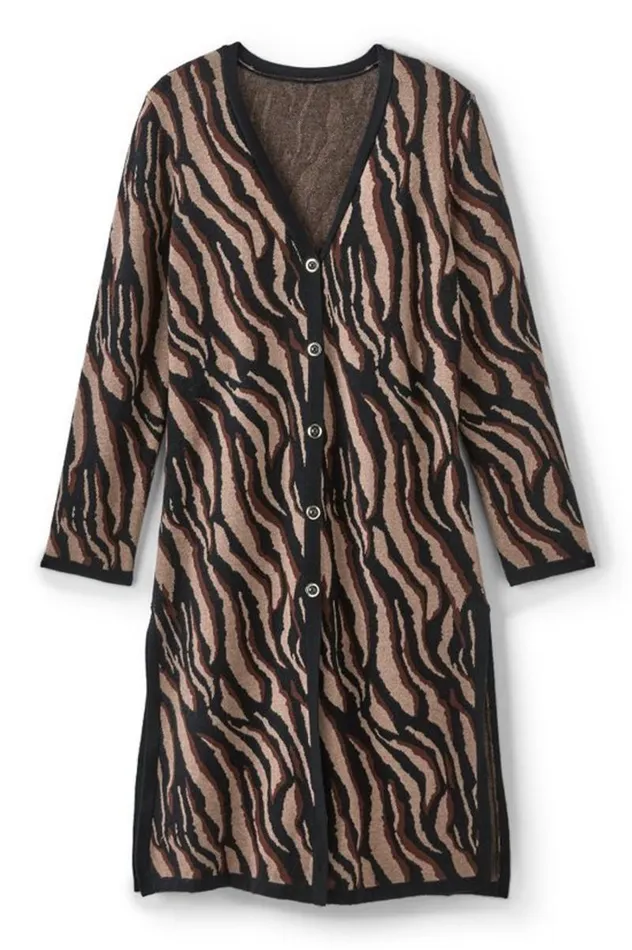 Women Veronica Jacquard Cardigan Neutral Animal Soft Surroundings Sweaters and Cardigans Women Veronica Jacquard Cardigan Neutral Animal Soft Surroundings Sweaters and Cardigans