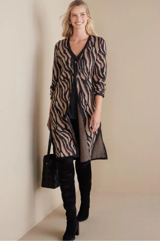Women Veronica Jacquard Cardigan Neutral Animal Soft Surroundings Sweaters and Cardigans Women Veronica Jacquard Cardigan Neutral Animal Soft Surroundings Sweaters and Cardigans