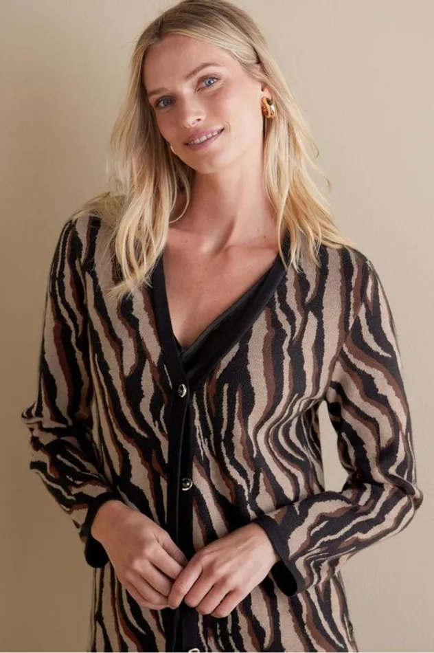 Women Veronica Jacquard Cardigan Neutral Animal Soft Surroundings Sweaters and Cardigans Women Veronica Jacquard Cardigan Neutral Animal Soft Surroundings Sweaters and Cardigans