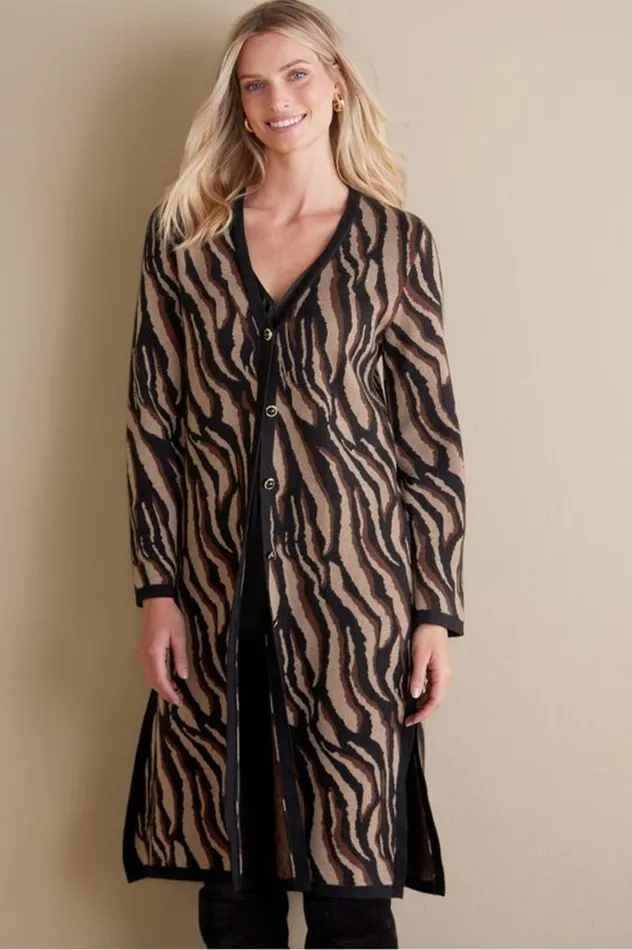 Women Veronica Jacquard Cardigan Neutral Animal Soft Surroundings Sweaters and Cardigans Women Veronica Jacquard Cardigan Neutral Animal Soft Surroundings Sweaters and Cardigans