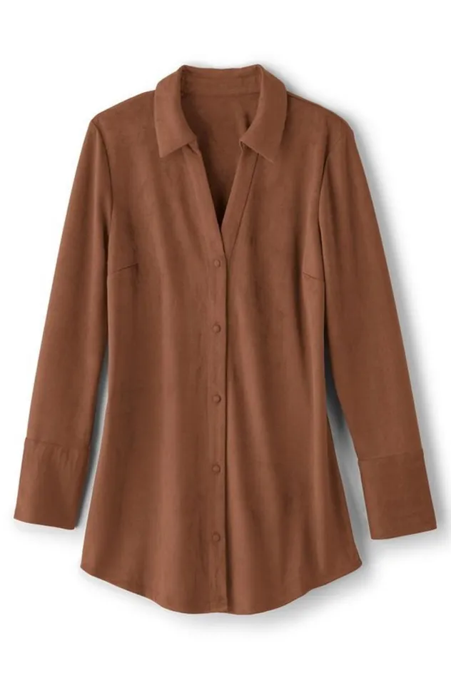Women Vida Faux Suede Tunic Saddle Soft Surroundings Tops Women Vida Faux Suede Tunic Saddle Soft Surroundings Tops