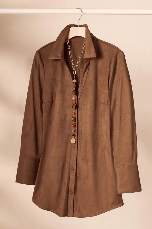 Women Vida Faux Suede Tunic Saddle Soft Surroundings Tops Women Vida Faux Suede Tunic Saddle Soft Surroundings Tops