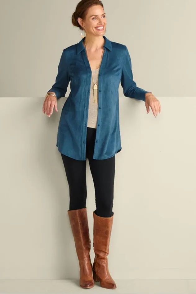 Women Vida Faux Suede Tunic Saddle Soft Surroundings Tops Women Vida Faux Suede Tunic Saddle Soft Surroundings Tops