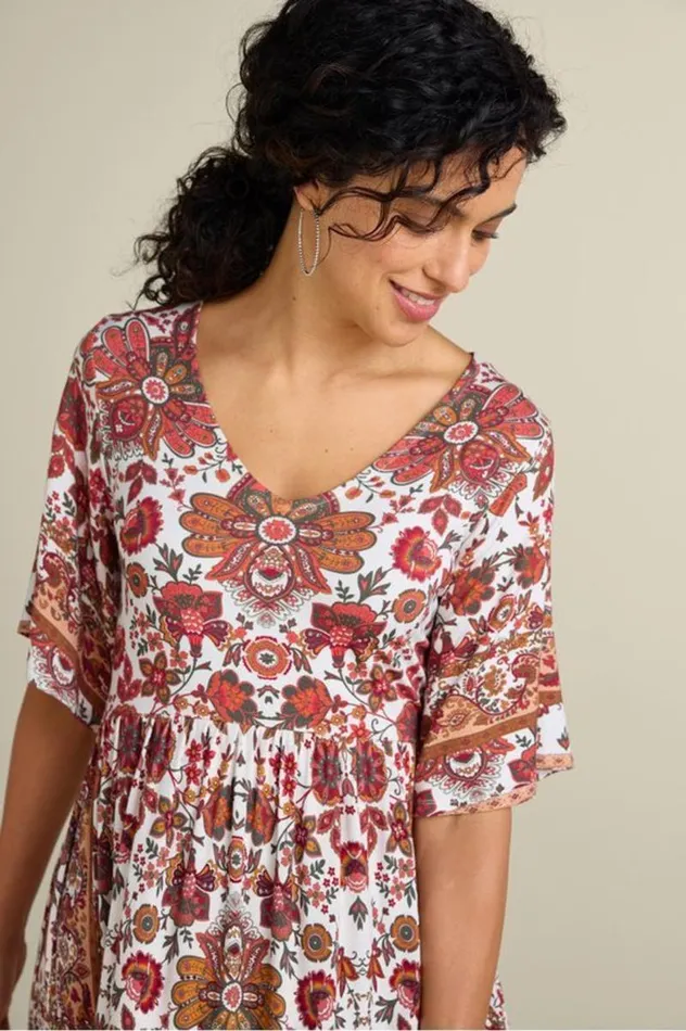 Women Vina Short Sleeve Tunic San Fran Scarf Cream Soft Surroundings Tops