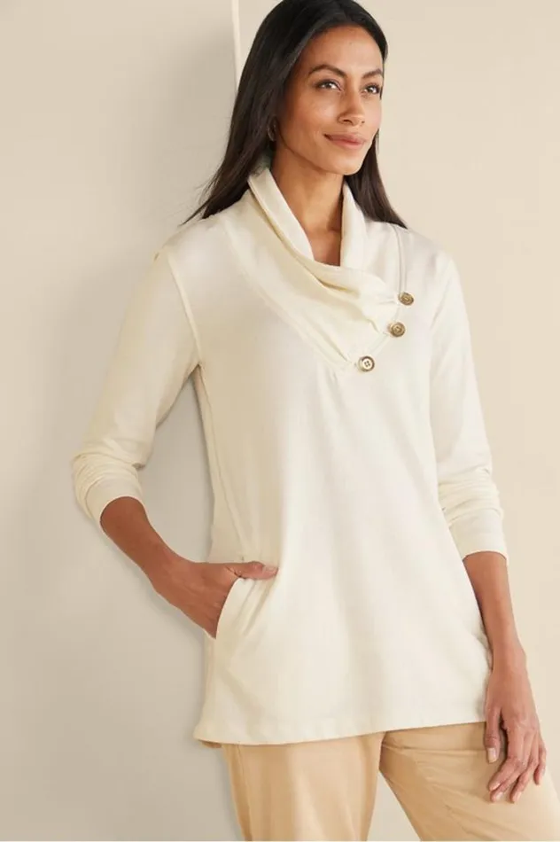 Women Westminster Tunic Sweatshirt Black Soft Surroundings Tops