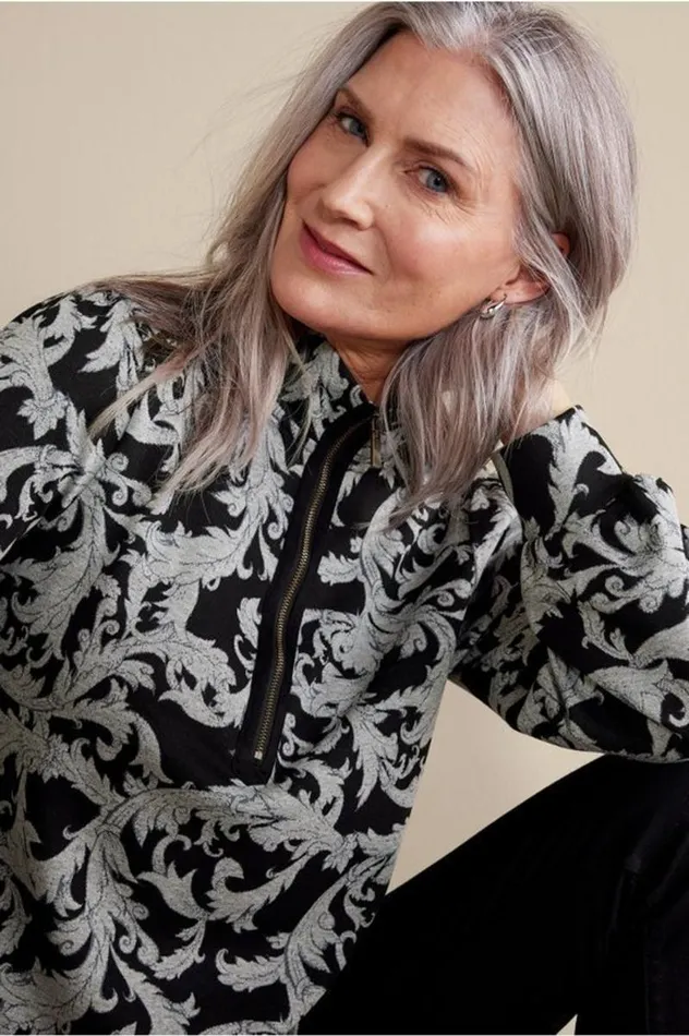 Women Winona Pullover Neutral Scroll Soft Surroundings Tops