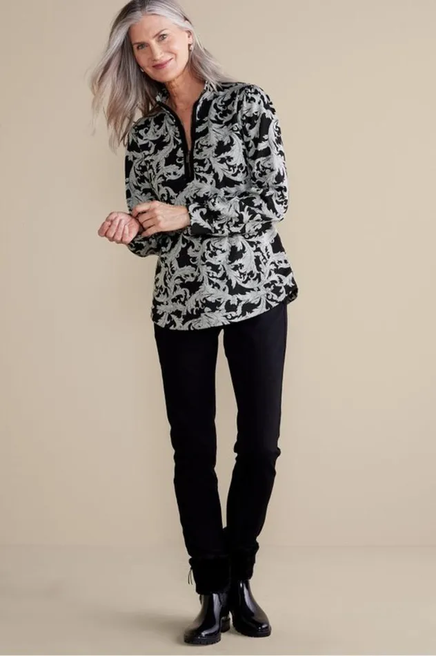 Women Winona Pullover Neutral Scroll Soft Surroundings Tops Women Winona Pullover Neutral Scroll Soft Surroundings Tops