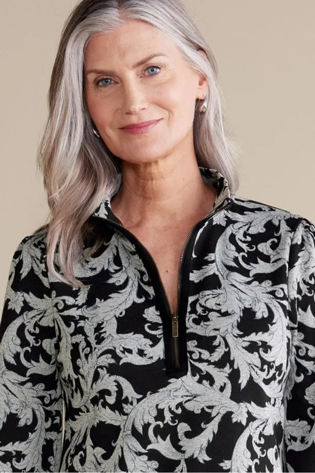 Women Winona Pullover Neutral Scroll Soft Surroundings Tops Women Winona Pullover Neutral Scroll Soft Surroundings Tops