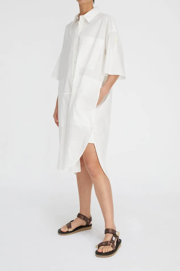 Workroom Women Lee Mathews LM Poplin SS Shirt Dress Workroom Women Lee Mathews LM Poplin SS Shirt Dress