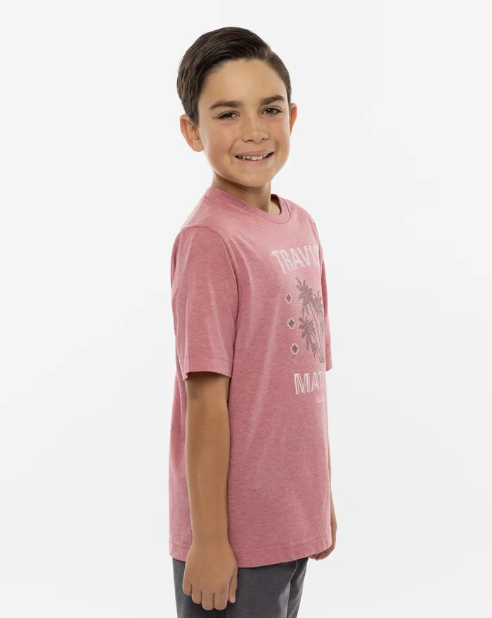 Youth Youth Tops TravisMathew FEELING LOCO YOUTH TEE Heather Earth Red