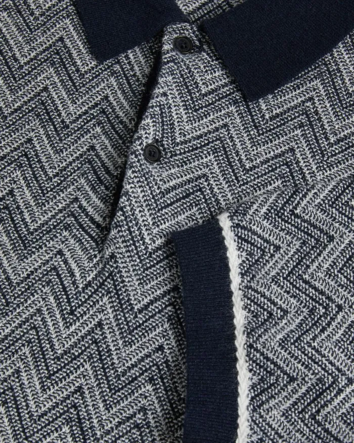 Zig Zag Knit Polo Shirt Navy Men Ted Baker Clothing Zig Zag Knit Polo Shirt Navy Men Ted Baker Clothing