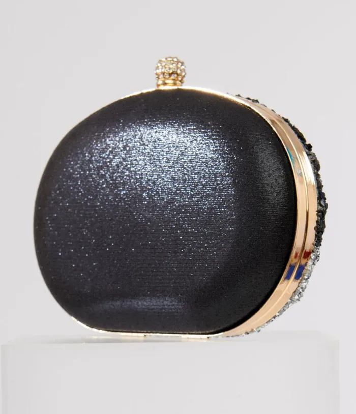 1920s Black Beaded and Silver Rhinestone Spooky Clutch Purse Halloween Unique Vintage Accessories