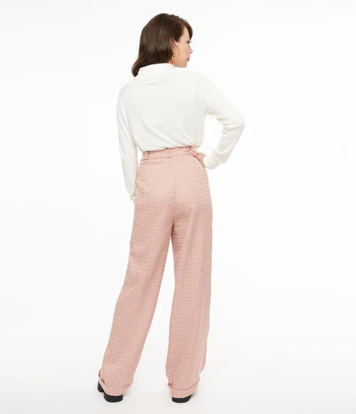 1940s Pink Check Ruby Trousers Clothing Unique Vintage Pants