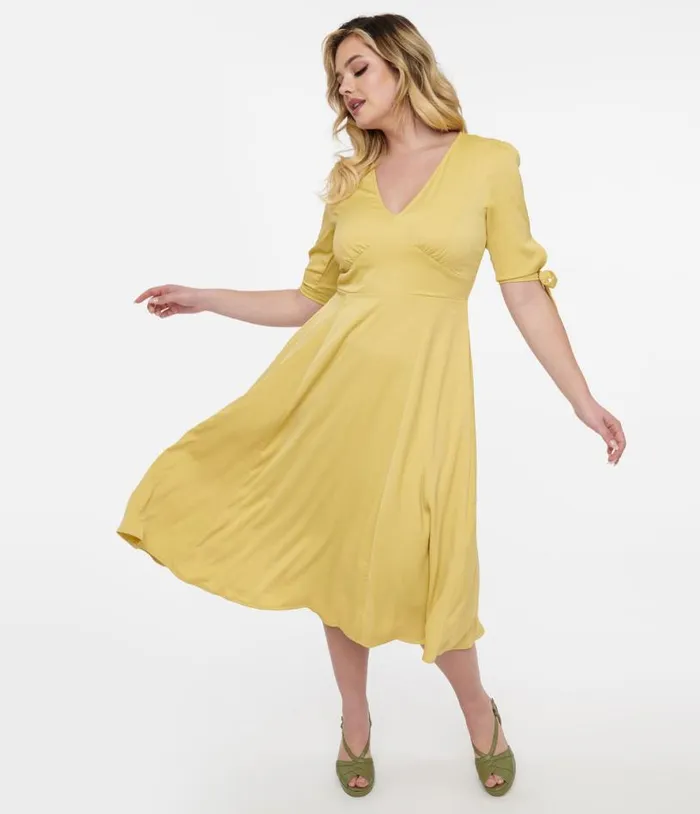 1940s Yellow Bella Swing Dress Dresses Unique Vintage Swing