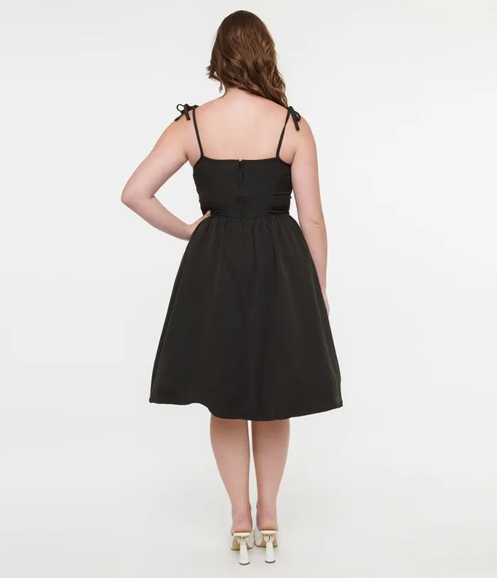 1950s Black and Glow In The Dark Skeleton Bobbie Swing Dress DressesHalloween Unique Vintage Pocket Dresses