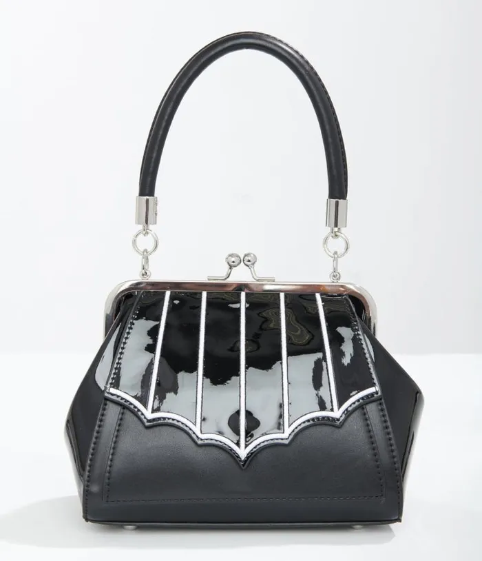 1950s Black and White Bat Wing Miss Foxy Handbag Accessories Unique Vintage Novelty Bags 1950s Black and White Bat Wing Miss Foxy Handbag Accessories Unique Vintage Novelty Bags