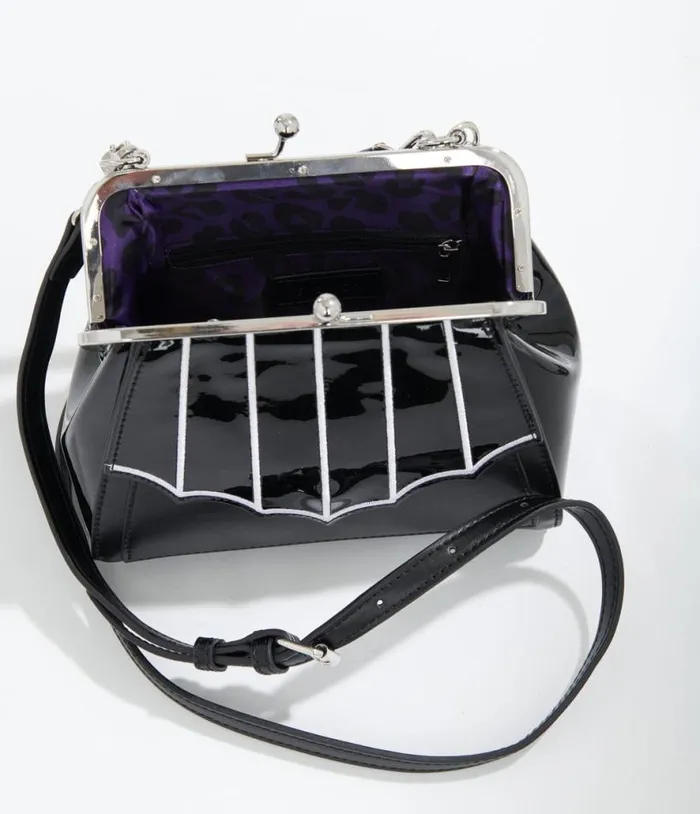 1950s Black and White Bat Wing Miss Foxy Handbag Accessories Unique Vintage Novelty Bags