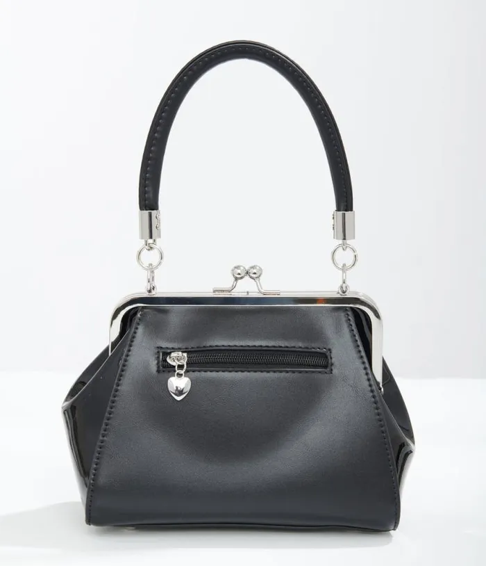 1950s Black and White Bat Wing Miss Foxy Handbag Accessories Unique Vintage Novelty Bags