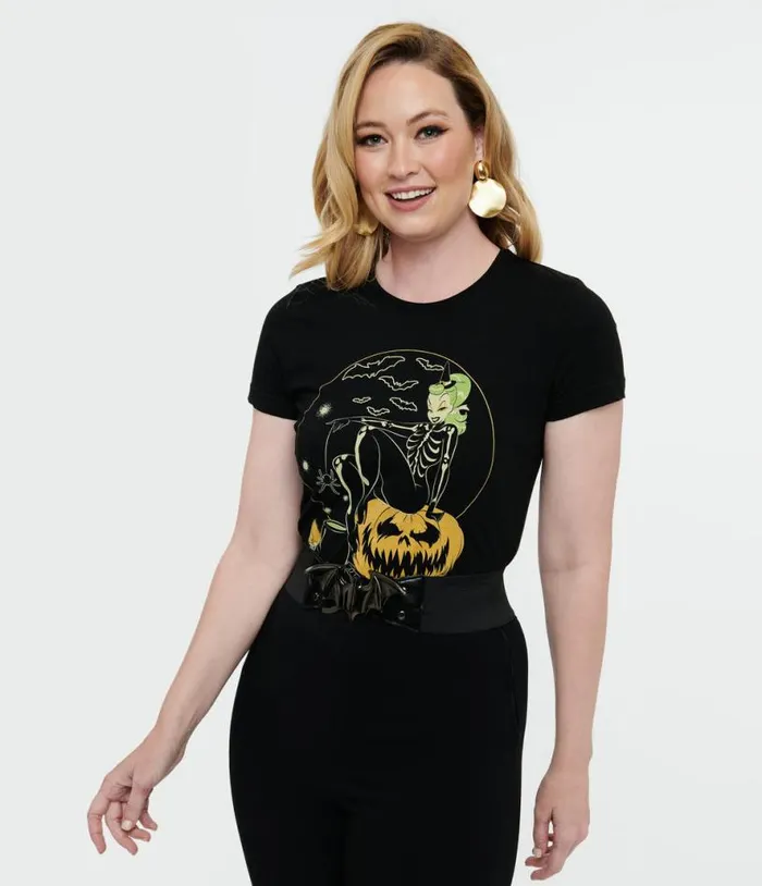 1950s Black Hallowitch Fitted Graphic Tee ClothingHalloweenPlus Unique Vintage Graphic Tees 1950s Black Hallowitch Fitted Graphic Tee ClothingHalloweenPlus Unique Vintage Graphic Tees