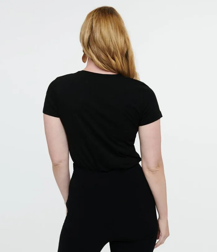 1950s Black Hallowitch Fitted Graphic Tee ClothingHalloweenPlus Unique Vintage Graphic Tees