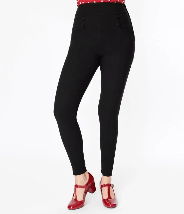 1950s Black High Waisted Cigarette Pants Clothing Unique Vintage Pants